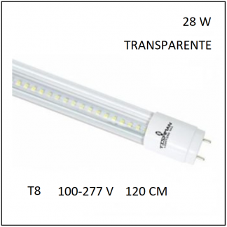 Tubo LED T8 28W 120cm Transparente