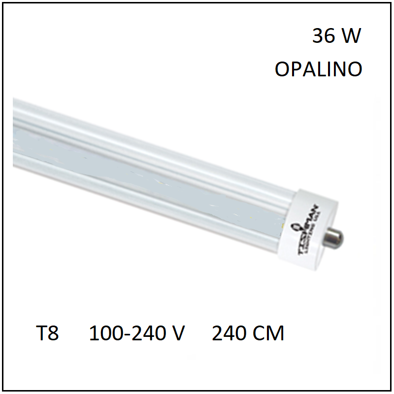 Tubo LED T8 de un solo pin de 96 pulgadas y 8 pies, 45 W, reemplazo de tubo  fluorescente LED de 8 pies, entrada CA 85 V 277 V, blanco brillante 6000