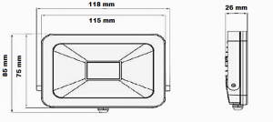 Dimensiones del Reflector LED 10W para Exterior