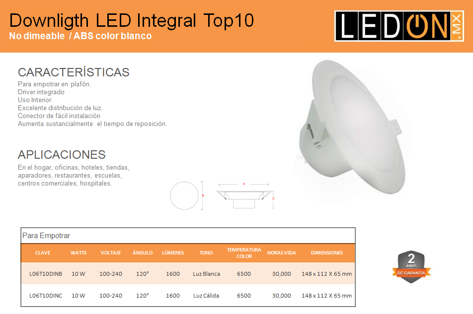 Panel LED Redondo Integral 10W