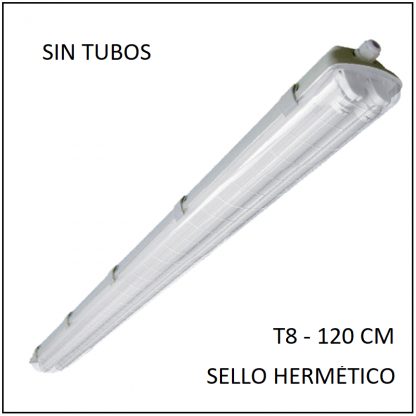 Gabinete IP65 con sello hermético para dos tubos T8 SIN TUBOS