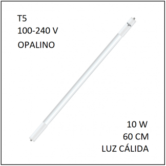 Tubo LED T5 10W 60cm Opalino Luz Calida