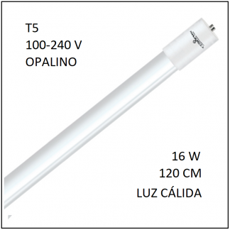 Tubo LED T5 16W 120cm Opalino Luz Cálida